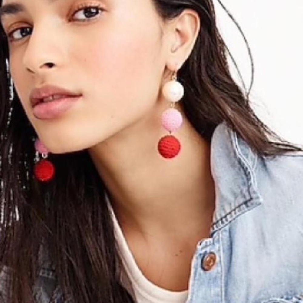 J. Crew Crochet Ball Drop Earrings